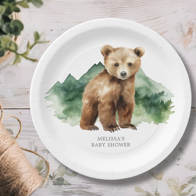 Brown Bear Cub Baby Shower Paper Plates (Creator Uploaded)