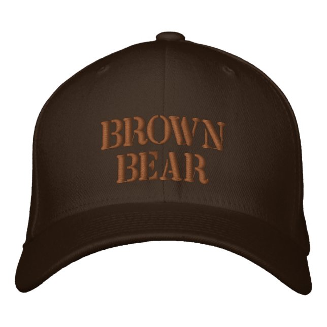 BROWN BEAR EMBROIDERED BASEBALL CAP (Front)