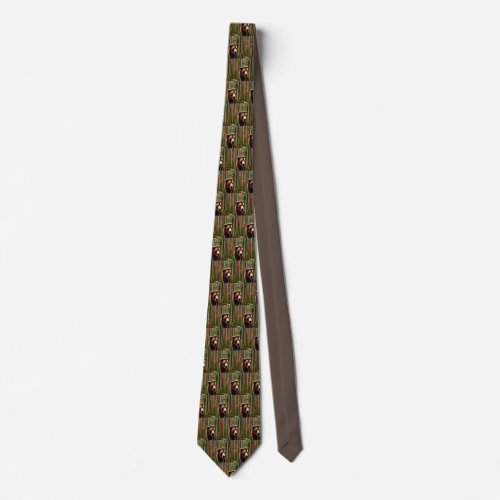 Brown Bear Evergreen Forest Neck Tie