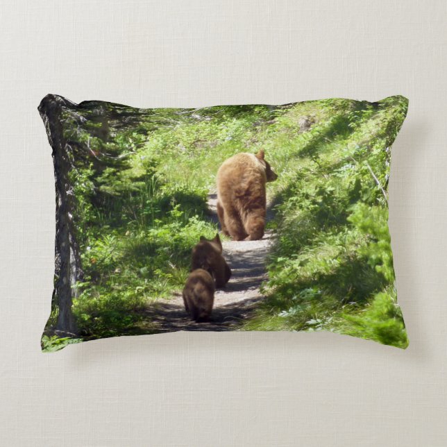 Brown Bear Family Accent Pillow (Front)