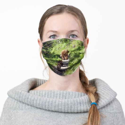 Brown Bear Family Adult Cloth Face Mask (Worn)