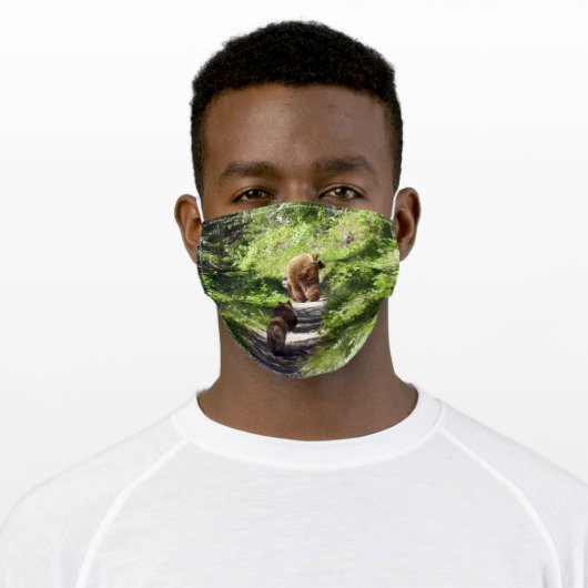Brown Bear Family Adult Cloth Face Mask (Worn)