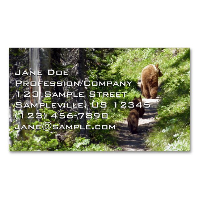 Brown Bear Family Business Card Magnet (Front)