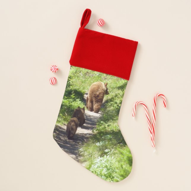 Brown Bear Family Christmas Stocking (Front)