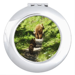 Brown Bear Family Compact Mirror