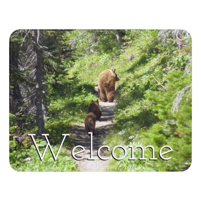 Brown Bear Family Door Sign (Contemporary Front)
