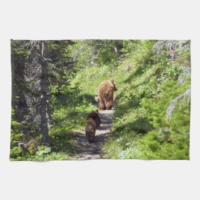 Brown Bear Family Kitchen Towel (Horizontal)