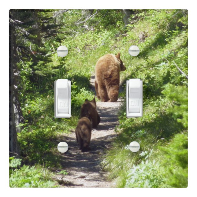 Brown Bear Family Light Switch Cover (In Situ)