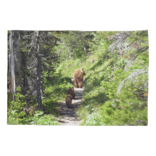 Brown Bear Family Pillow Case