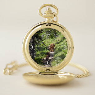 Brown Bear Family Pocket Watch