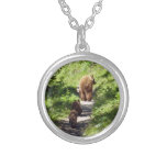 Brown Bear Family Silver Plated Necklace
