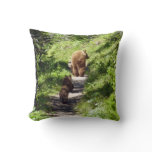 Brown Bear Family Throw Pillow