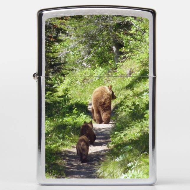 Brown Bear Family Zippo Lighter (Front)