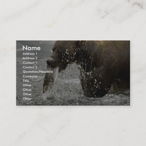 Customizable Brown bear feeding on salmon business card