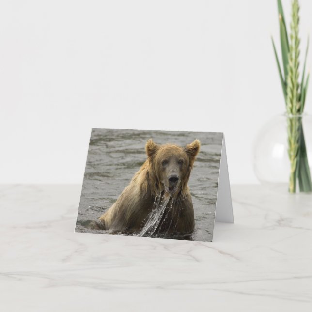 Brown bear fishing note card (Front)