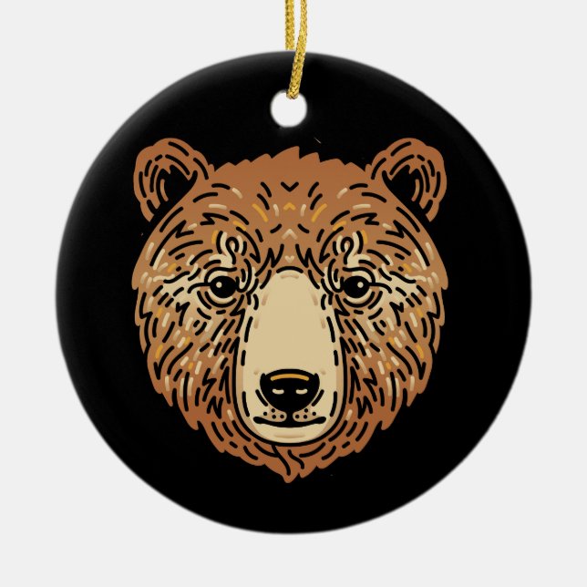 Brown Bear for Autumn Ceramic Ornament (Front)