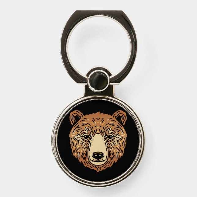 Brown Bear for Autumn Phone Ring Stand (Front)