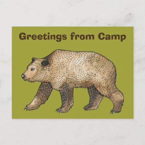 Brown Bear Greetings from Camp Postcard