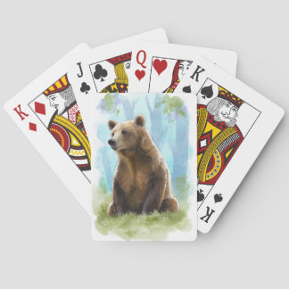 Brown bear, grizzly bear playing cards- watercolor poker cards