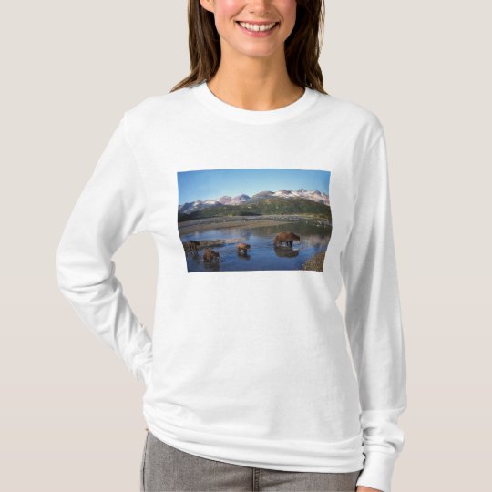Brown bear, grizzly bear, sow and cubs in T-Shirt