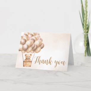 Brown Bear Hot Air Balloon  Letterpress Thank You Card