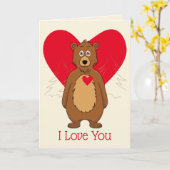 Brown Bear I Love You Card (Yellow Flower)