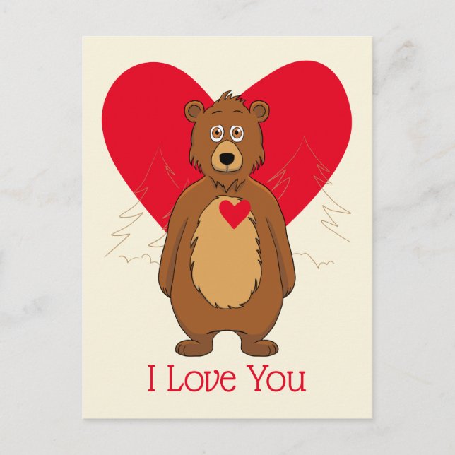 Brown Bear I Love You Postcard (Front)