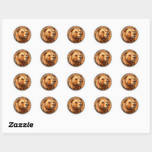 brown bear in circle shape classic round sticker