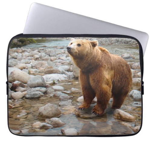 Brown Bear in Stream Laptop Sleeve