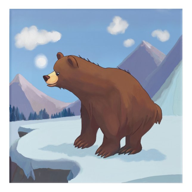 Brown bear in the mountains acrylic print (Front)