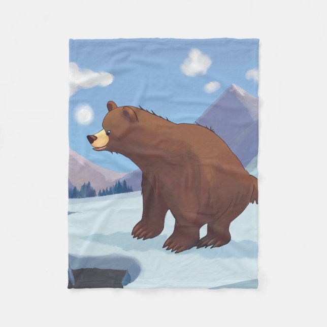 Brown bear in the mountains fleece blanket (Front)
