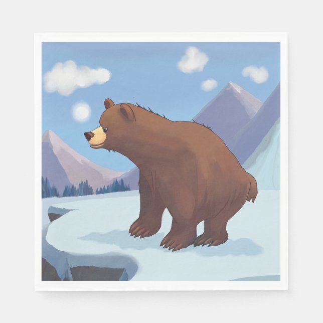 Brown bear in the mountains napkins (Front)