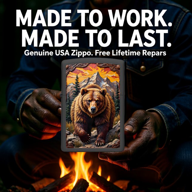 Brown Bear Mountain Forest Relief Zippo Lighter (Creator Uploaded)