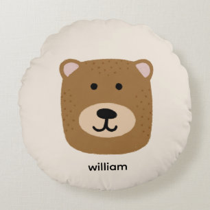 Brown Bear name Round Pillow