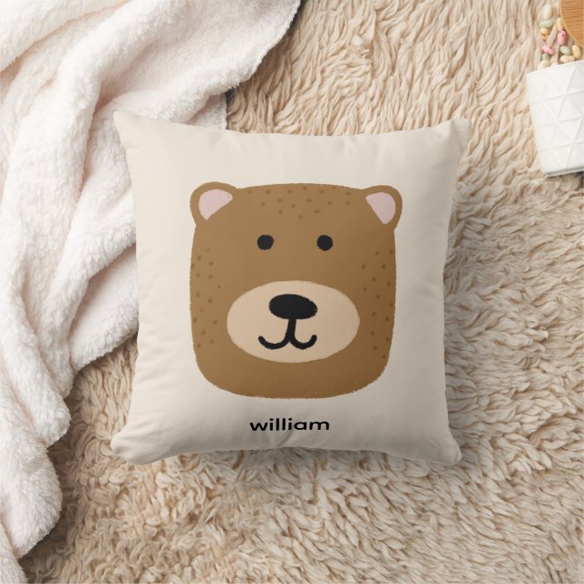 Brown Bear name Throw Pillow (Blanket)