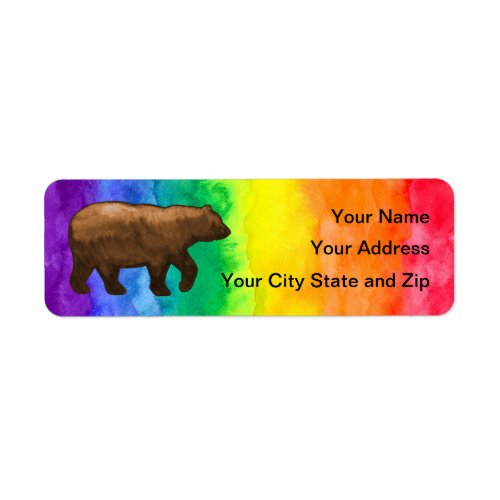 Brown Bear on Rainbow Wash Mailing Label