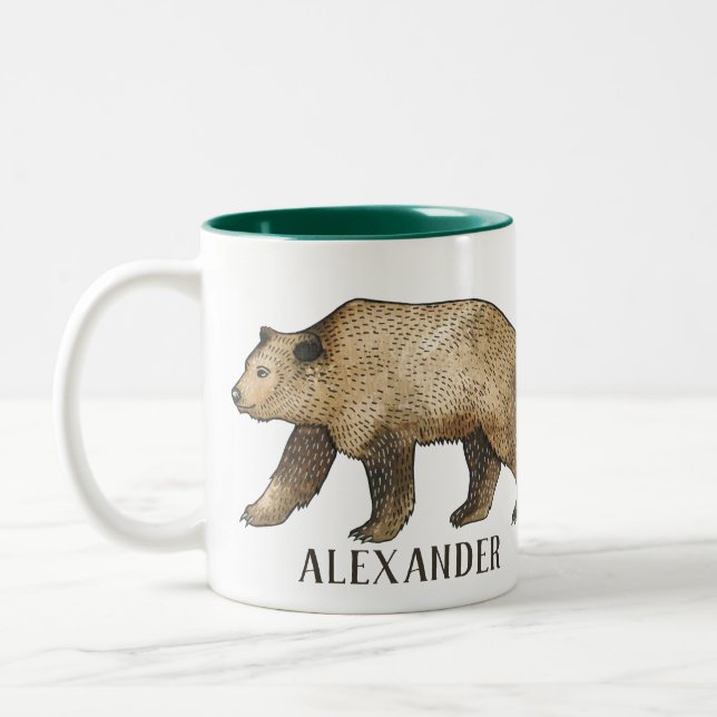 Brown Bear Personalized Coffee Mug (Left)