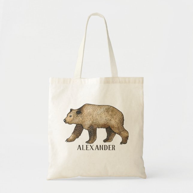 Brown Bear Personalized Tote Bag (Front)