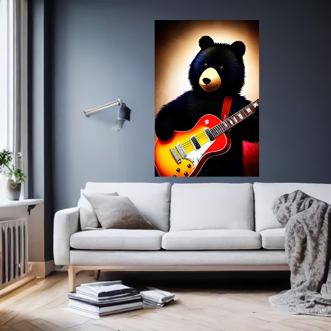 Brown bear playing a guitar  | AI Art Poster (Creator Uploaded)