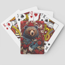 Brown Bear Red Berries William Morris Inspired Poker Cards