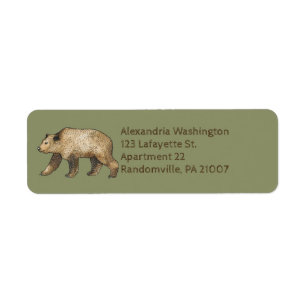 Brown Bear Sage Green Return Address Labels