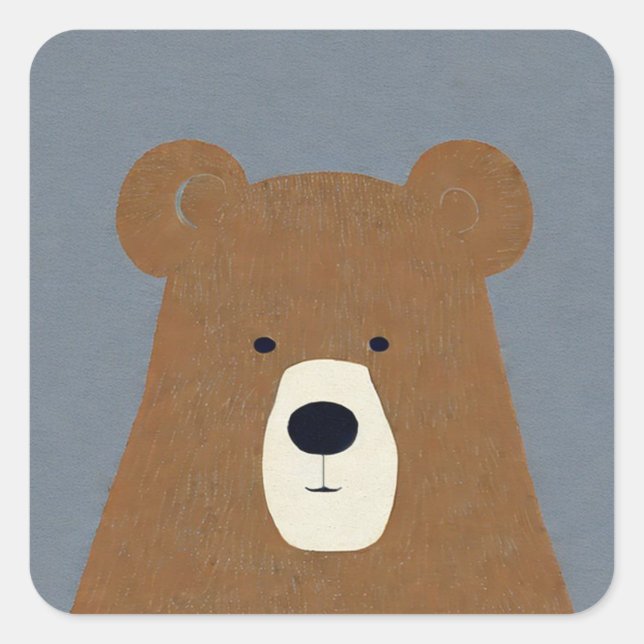Brown Bear Square Sticker (Front)