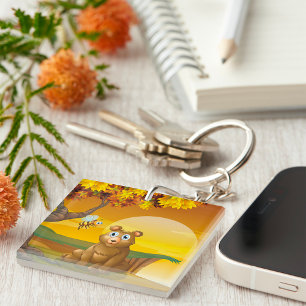 Brown Bear Sunset Keychain
