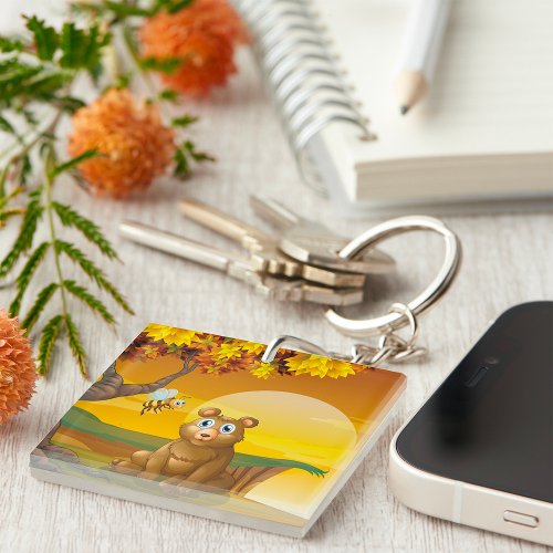 Brown Bear Sunset Keychain