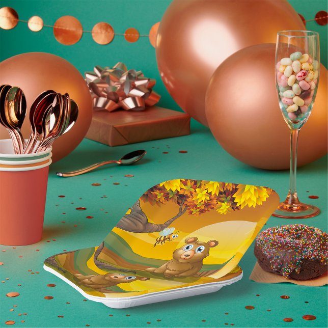 Brown Bear Sunset Paper Plates (Creator Uploaded)