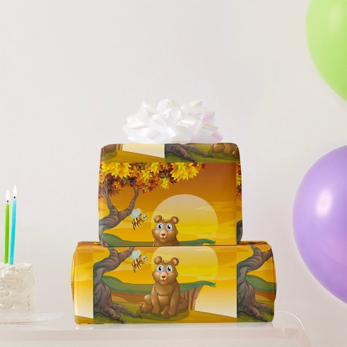 Brown Bear Sunset Wrapping Paper