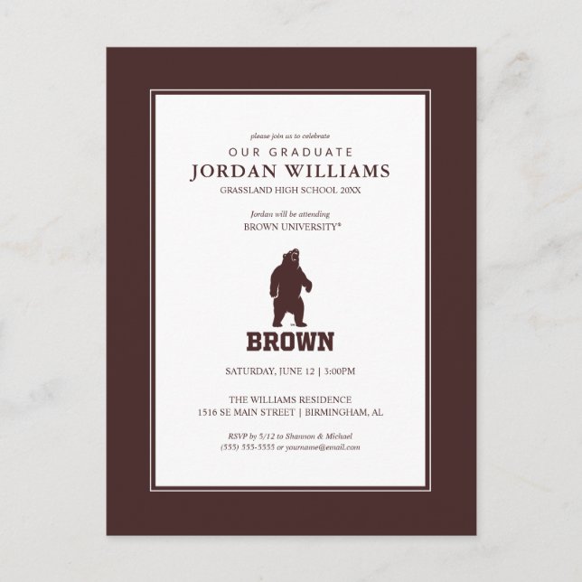 Brown Bear & Text Announcement Postcard (Front)