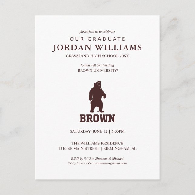 Brown Bear & Text Announcement Postcard (Front)