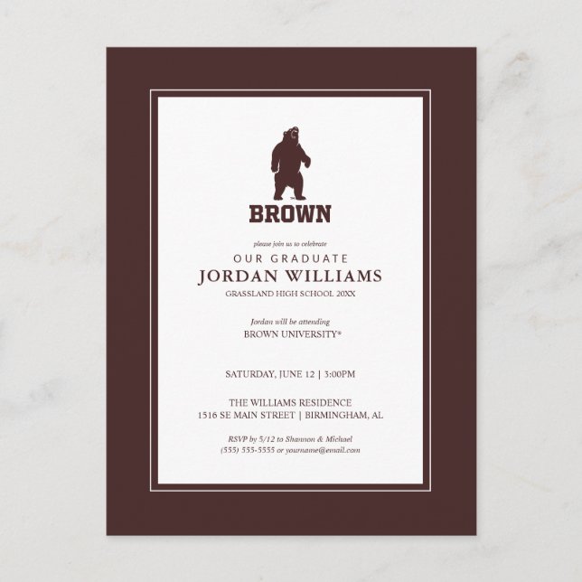 Brown Bear & Text Announcement Postcard (Front)