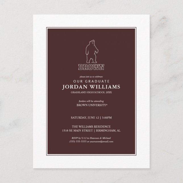Brown Bear & Text Announcement Postcard (Front)